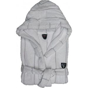 Cottonfield Badjas Stitched Stripe - Maat S - White