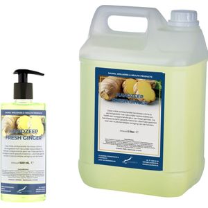 Handzeep Fresh Ginger 500 ml met gratis pompje - hervulbaar + Jerrycan 5 liter navulling