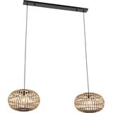 QAZQA amira - Oosterse Hanglamp eettafel voor boven de eettafel | in eetkamer - 2 lichts - L 122 cm - Naturel - Woonkamer | Slaapkamer | Keuken