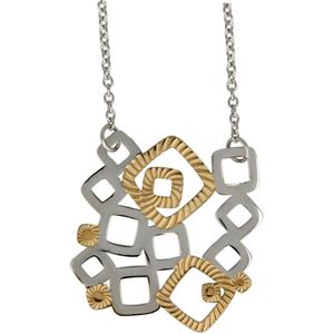 My Bendel - Design korte ketting - zilver - goud - Chique korte ketting met hanger van zilver en goudkleurige elementen - Blijft jarenlang mooi - Met luxe cadeauverpakking