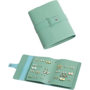 Sieradenopbergtas in boekvorm - Reis-sieradenorganizer voor oorbellen - Multifunctionele draagbare opbergtas van PU-leer - Opvouwbaar ontwerp (groen)