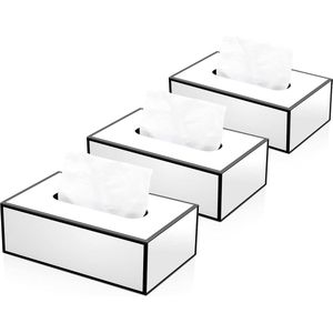 Zakdoekhouder wit rechthoekig 235 x 12 x 78 cm zakdoekjes cosmetisch tissue-box 3 stuks