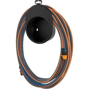 Waterslangset, met 2 slangaansluitingen en wandhouder, universele maat, torsiestijfheid niveau 4 (van 5), 15 m, Ø 1,3 cm, 2,05 kg, zwart/oranje/blauw