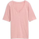 TOM TAILOR - Shirt - Rosa - V-hals - Halve Mouw - Slanke Pasvorm