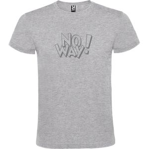 Grijs t-shirt tekst met 'NO WAY'  print Zilver  size S