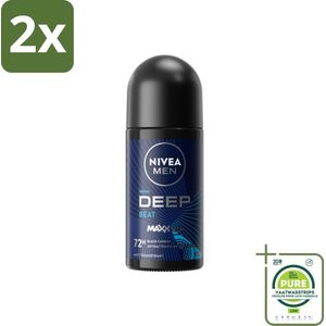 Nivea - Men - Deodorant - Roller - Deep Beat - 48 Uur Lang Werkend - 50 ml - Voordeelverpakking - 2 stuks - Anti-transpirant - Zweetbestendig