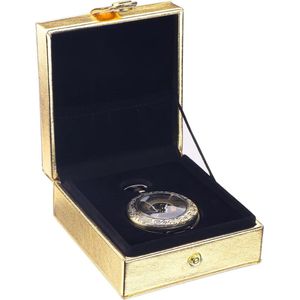 51mm Lederen Lychee Streep Pocket Horloge Box - Geschenk voor Vader - Opslag Display Box voor Pocket Horloge Ketting - Verjaardag Valentijnsdag Kerstmis