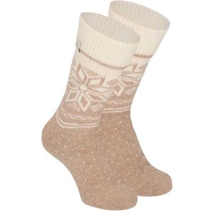 Apollo Wollen huissokken/slofsokken Nordic - kinderen - beige - maat 35-38