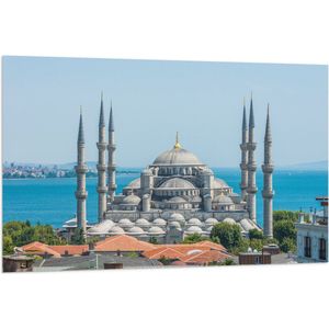 Vlag - Sultan Ahmet Moskee aan de Zee van Turkije - 120x80 cm Foto op Polyester Vlag
