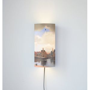 Packlamp - Wandlamp - Gezicht op Delft - Vermeer - 29 cm hoog - ø12cm - Inclusief Led lamp