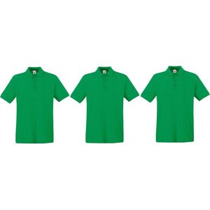 3-Pack maat L groen polo shirt premium van katoen voor heren - Polo t-shirts voor heren