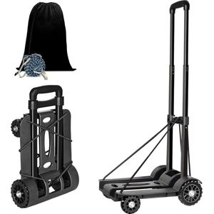 Inklapbare steekwagen 50 kg - robuust, 4 wielen, aluminiumlegering, draagbaar - winkelen - kamperen - vissen - reisartikelen