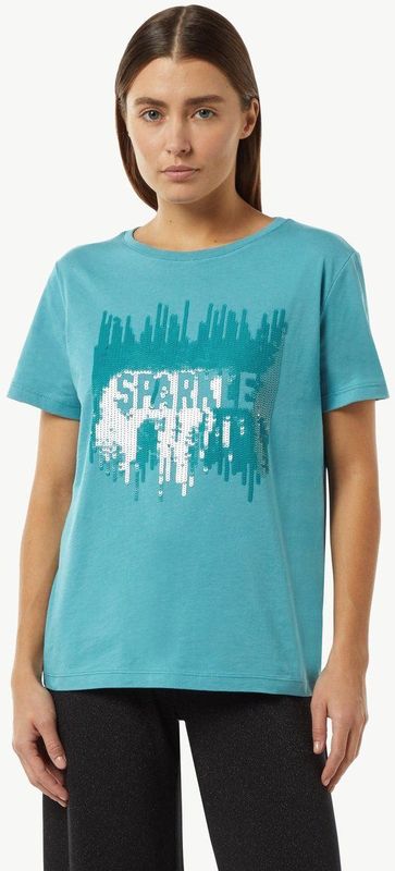 comma - T-Shirt - Zacht Jersey Katoen - Met Paillettenmotief