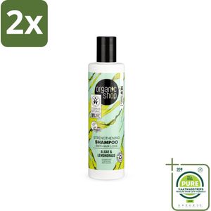 Organic Shop - Algae & Lemongrass Strengthening Shampoo - Versterkend en Herstellend - 280 ml - Voordeelverpakking - 2 stuks - Haaruitval shampoo - Versterkende shampoo