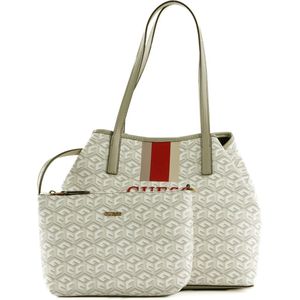 GUESS Schoudertas Shopper Vikky Tote Stone Logo Wit