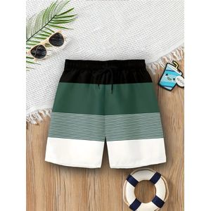 Vavida Zwembroek - Maat 104/110 - Groen - Wit - Gestreept - Goede Kwaliteit - Sneldrogend