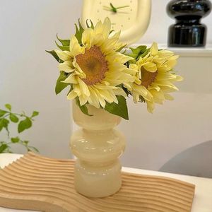 Moderne vaas, hydrocultuur glazen bloemenvaas, glazen blaasvaas voor bloemen, tulpenvaas, drielaagse glazen vaas voor decoratie, geometrische glazen vaas voor thuis, kantoor, bruiloft, feest
