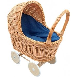 Hollie Houten poppenwagen Rieten poppenwagen met kap