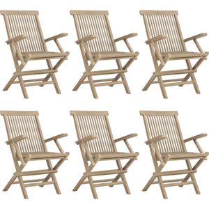 vidaXL inklapbare tuinstoelen teak - set van 6 Tuinstoelen - Teak Hout - Buitenkamer - Lounge Stoel - Klapstoel - Tuinset - Garden Furniture - Outdoor Seating