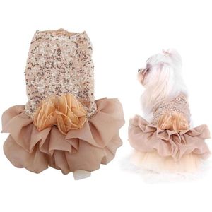 E-Ambar - Rok voor huisdieren, bloemenprint, ademend, prinsessenstijl, kanten chiffon jurk, puppy tutu jurk, maat L, groen en blauw.