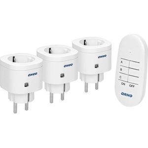 Schakelaar met afstandsbediening - Stopcontact 3x Schuko max. afstand 30 meter - Schakelset voor binnen max. 3000 Watt - Wit