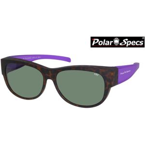 Polar Specs® Overzet Zonnebril PS5097 – Mat Havana/Paars – Polarized Green – Medium – Women