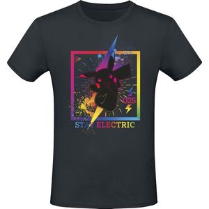 Pokémon Pikachu - Regenbogen Heren T-shirt - zwart - L