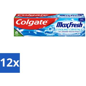 Colgate Max Fresh Blue - Cooling Crystals - Tandpasta - 10x Langere Frisheid - 75 ml - Voordeelverpakking - 12 stuks