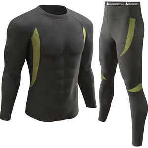 Thermisch ondergoed voor heren met fleece, lange mouwen en lange onderbroek, sneldrogend en ademend