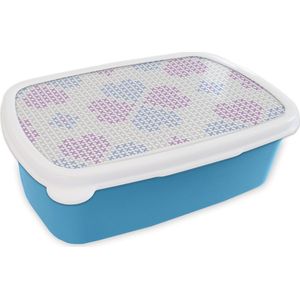 Broodtrommel Blauw - Lunchbox - Brooddoos - Klaver - Patronen - Paars - 18x12x6 cm - Kinderen - Jongen