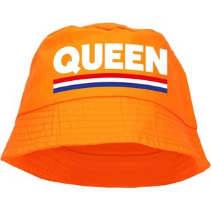 Queen bucket hat - oranje - Koningsdag/ EK/ WK - Holland vissershoedje