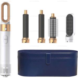 SayKar Föhn Multi Haarstyler - Wit/Goud - Paars/Blauwe doos - 5 In 1 - Krultang - Stijltang - Haarborstel - Haardroger - Föhn - Haar Multi-Styler