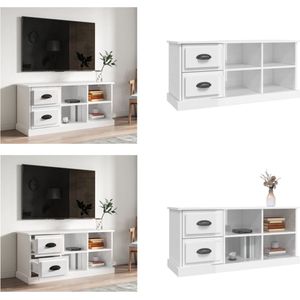 vidaXL Tv-meubel 102x35-5x47-5 cm bewerkt hout hoogglans wit - Tv-kast - Tv-kasten - Tv-meubel - Hifi-meubel