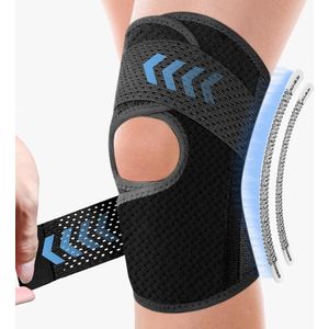 Kniebrace Uniseks - Kniebandage - Zijstabilisatoren - Verstelbare Steun - Pijnverlichting - Black - Large - 15.4 to 16.5 inches