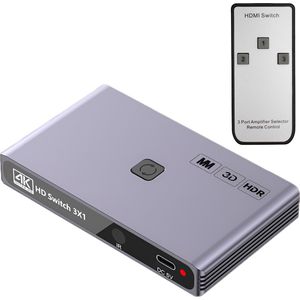 MMOBIEL 4K@60Hz HDMI Switch 3 in 1 Out- HDMI Bidirectionele Splitter - HDMI Hub Switch met Afstandsbediening - HDMI Hub voor TV, Monitor, etc. – Geschikt voor Apple TV, Xbox, PS5/4, enz. - Aluminium