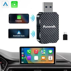PureVolt Draadloze CarPlay & Android Auto Adapter – Wireless Smart Box – Bluetooth & WiFi – Plug & Play Dongle – Snelle Verbinding voor OEM Bedrade CarPlay – Fast Connect
