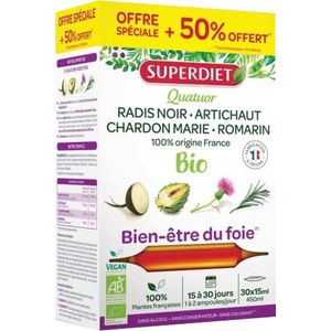 Superdiet Quatuor Chardon Marie Digestion Bio 20 Ampullen + 10 Gratis