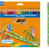 BIC Kids Uitwisbare kleurpotloden met gum - Illusion Evolution - pak van 24 stuks