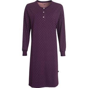 Medaillon Dames Nachthemd - Witte Stippen - Donker Paars - Maat S