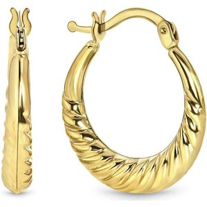Juwelier Emo - Geelgouden Oorbellen Schelp model – 14 Karaat  - MEDIUM – Diameter 15 MM