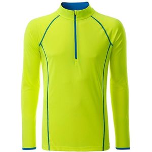 James and Nicholson Heren Sport Top met lange mouwen (Helder geel/rechterblauw)