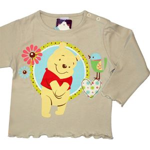 Disney - Meisjes Kleding - Winnie de Poeh - Longsleeve - Beige - T-shirt met lange mouwen - Maat 86