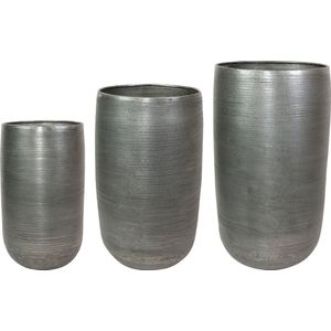 TS Collection - Vaas Rowen - Set van 3 - Aluminium - Grijs