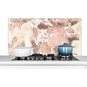Spatscherm keuken 120x60 cm - Kookplaat achterwand Roze - Kristallen - Graniet print - Muurbeschermer - Spatwand fornuis - Hoogwaardig aluminium