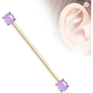 Industrial - Piercing - Amethyst Steen - Rose Gold Plated - Chirurgisch Staal