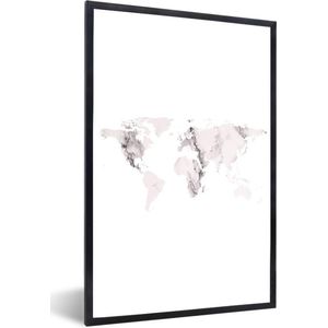 Fotolijst incl. Poster - Wereldkaart - Marmer - Klassiek - 40x60 cm - Posterlijst