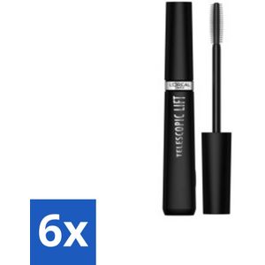 6 x L'Oréal Telescopic Lift Mascara Zwart 9,9 ml - L'Oréal Mascara - Mascara Volume - Mascara Lift - Lange Wimpers - Dikke Wimpers