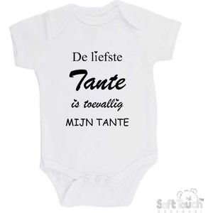 100% katoenen Romper ""De liefste tante is toevallig mijn tante"" Unisex Katoen Wit/zwart Maat 68/74