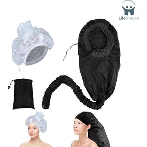 LifeStages - Droogkap - Haardroger Hood - Home Haardroger Met Net Draagbare Lange Slang Drogen Verwarming Styling - Zwart