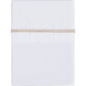 Baby's Only Ledikant laken gebreide bies - Warm Linen/Wit - 120x150 cm - 100% egyptisch katoen